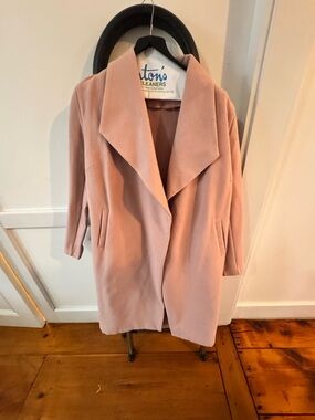 Blithe (Anthropolie) Elegant Blush Pink Open-Front Trench Coat